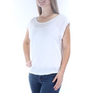RACHEL ROY Womens White Cap Sleeve Boat Neck Top Size: M